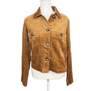 J Jill XS Wide Wale Corduroy Button Up Short Jacket Caramel Brown Pockets